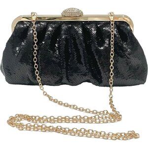 ❤️ Pleated Clutch Bag Hardware With Rhinestones Shiny Crossbody Purse for Women